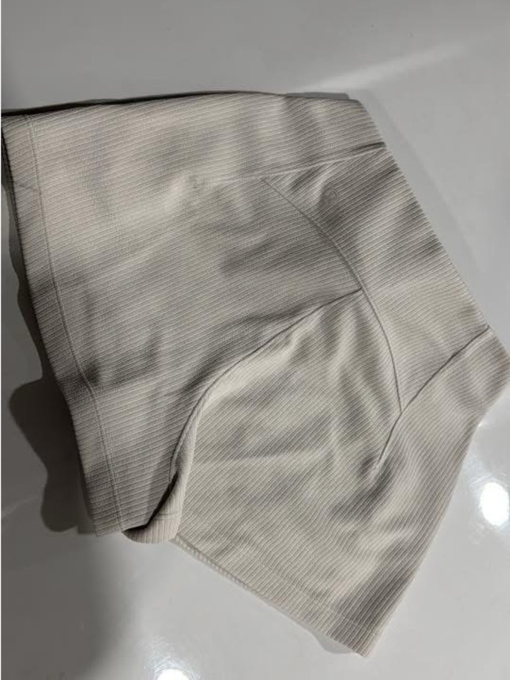 lululemon athletica High Waist Ribbed Shorts in Light Beige